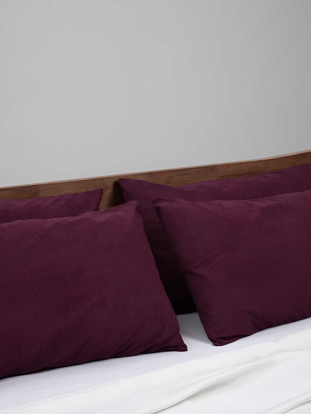 wakefit 4-Pcs Maroon Cotton Breathable Pillow Covers With Zip