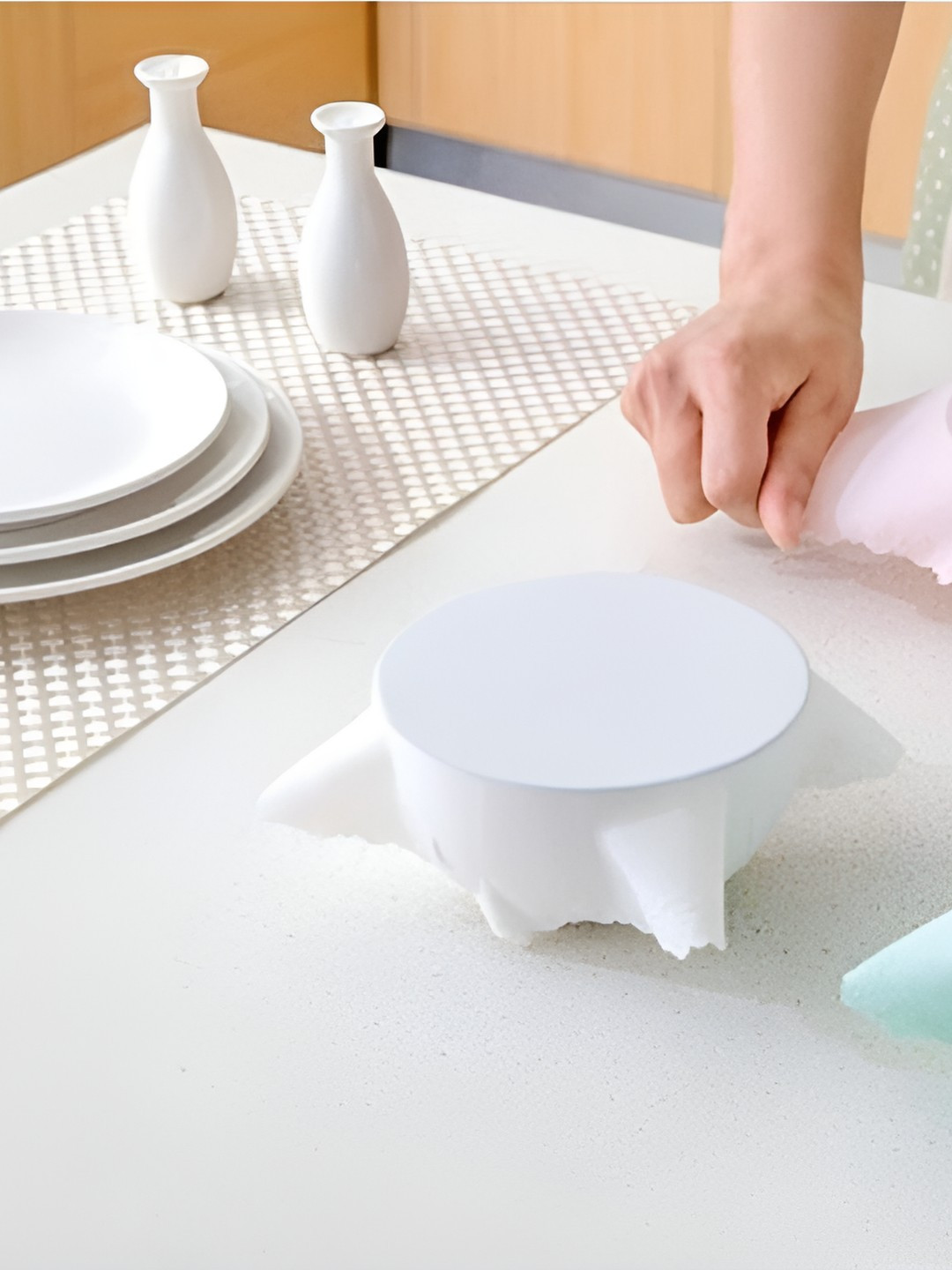 upkaranwale Blue Round Shaped Bowl Lid