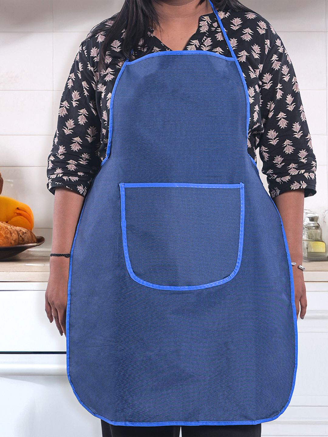 Kuber Industries Blue Waterproof Apron With Center Pocket