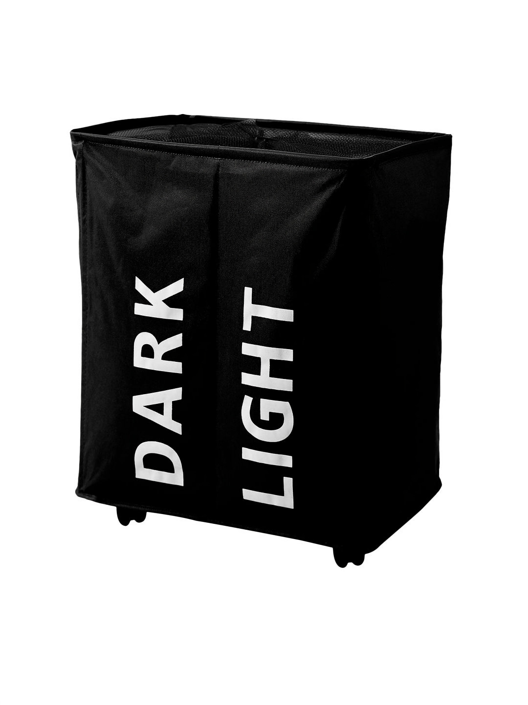 HOKIPO Black & White Large Foldable Laundry Basket With Wheels