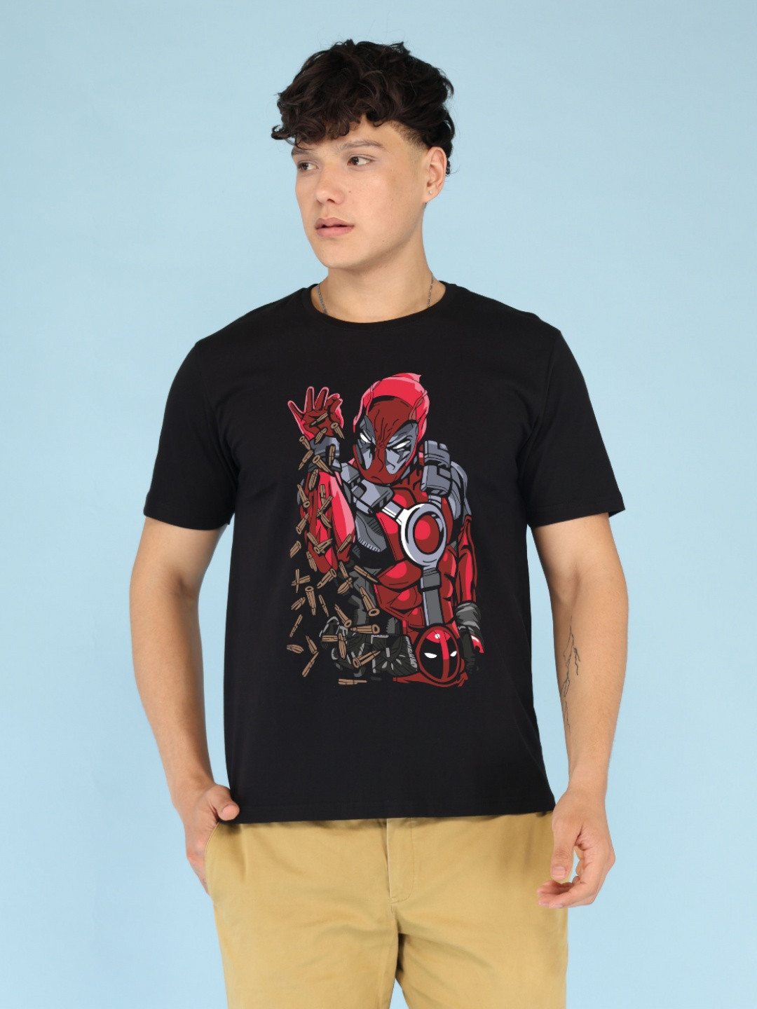 BRAWNY BATTLER Deadpool Printed Round Neck Pure Cotton T-shirt