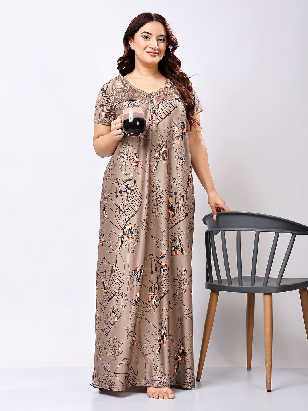 CHUI MUI Women Printed Maxi Nightdress