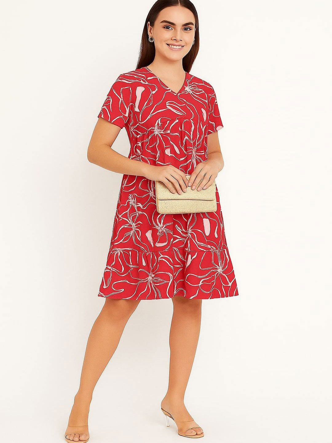 GAB Women Printed Cotton Fit & Flare Dress
