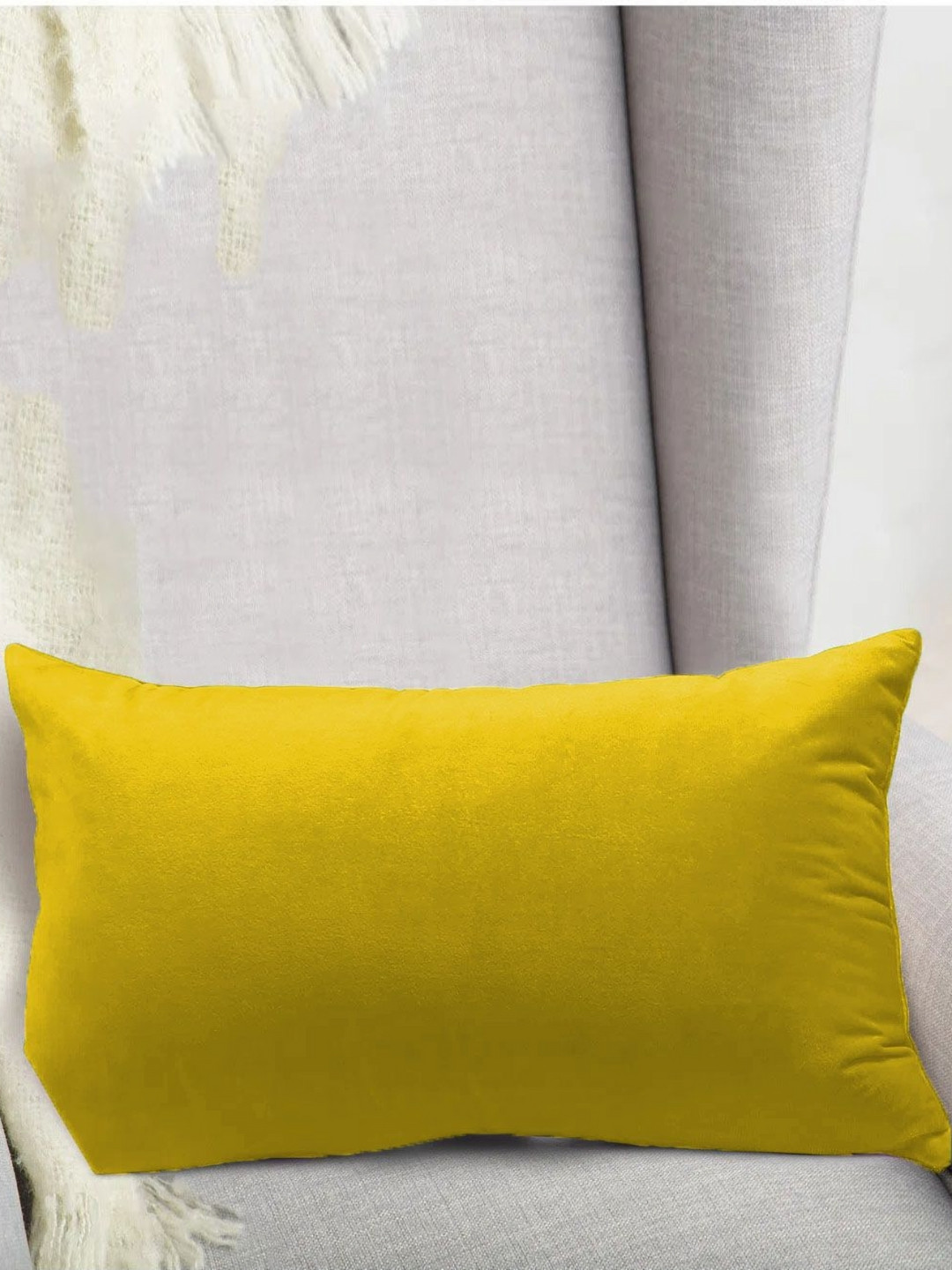 DADDY COOL Yellow Faux Velvet Ultra Soft Sleep Pillow