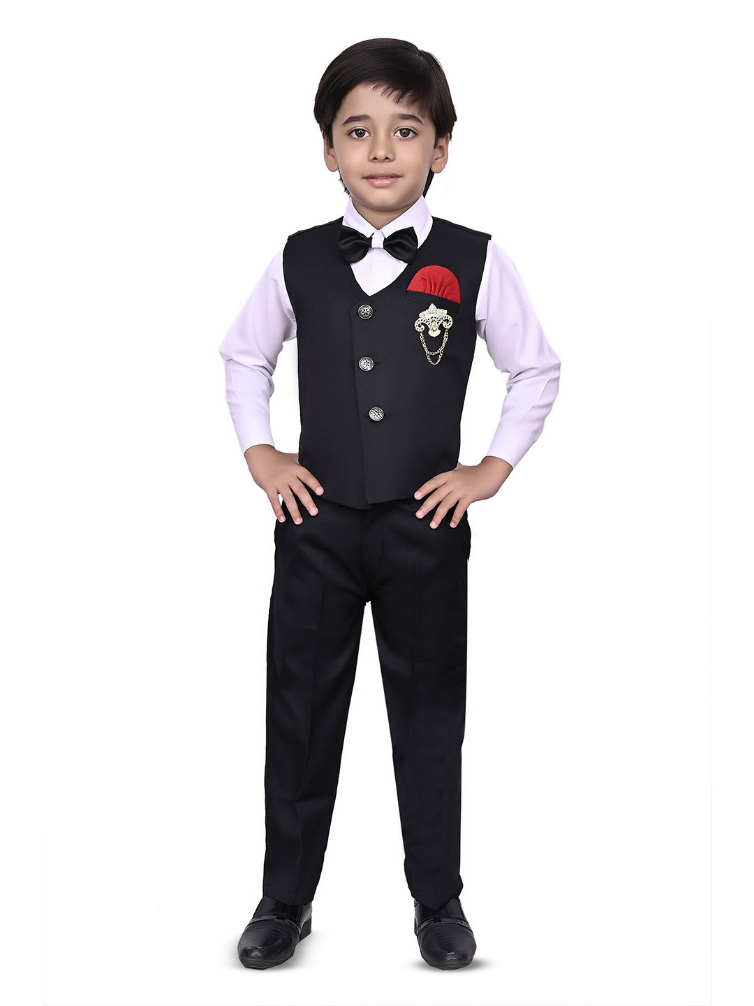 VALUE CREATION Boys V-Neck Single-Breasted Three-Piece Suit