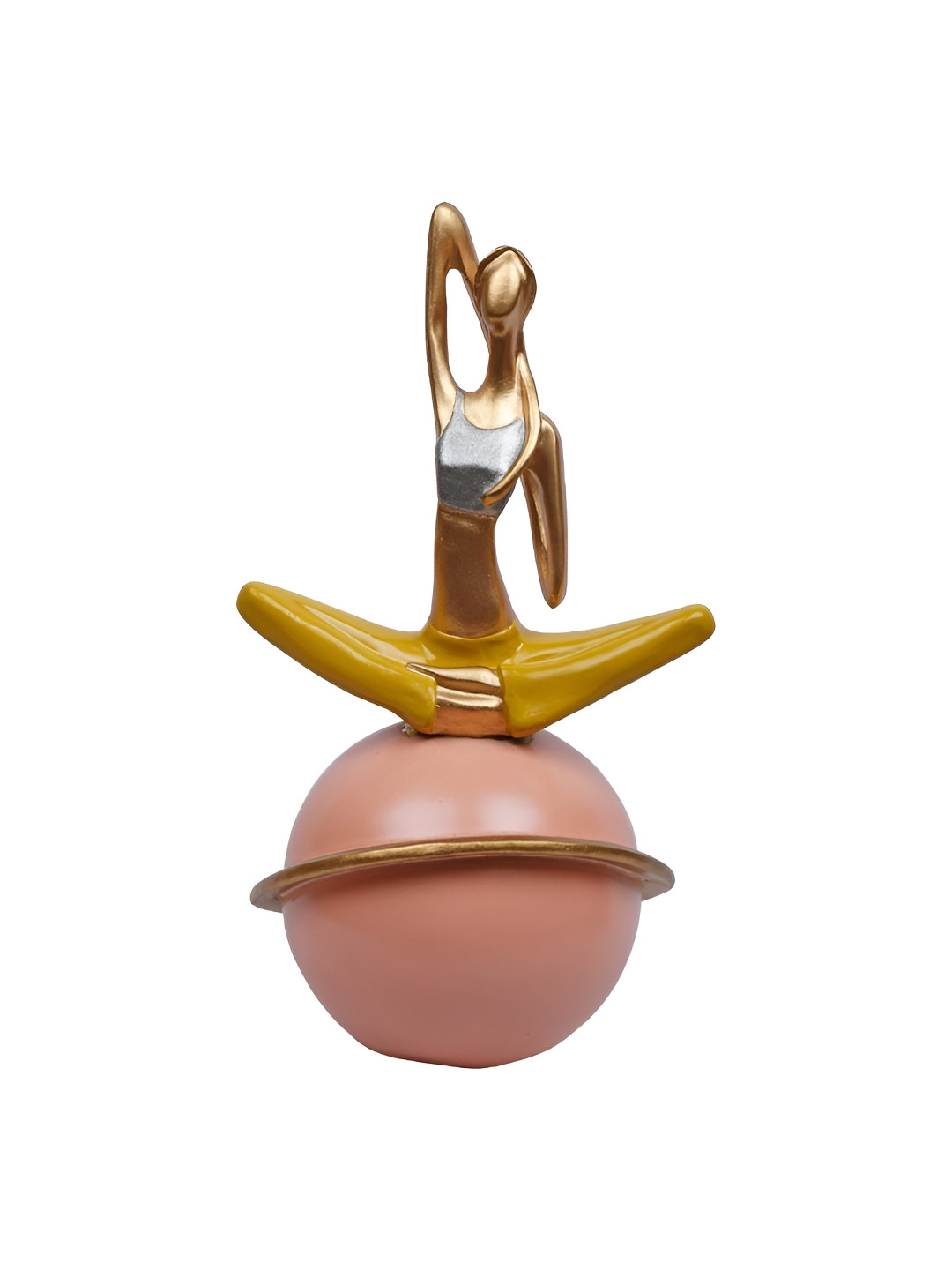 Ashnam Gold-Toned & Yellow Lady Yoga Figurine Showpiece