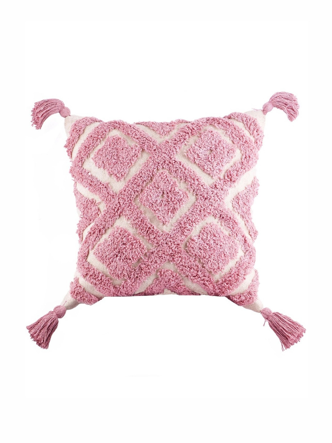 Decazone Pink & Beige Geometric Square Cushion Covers