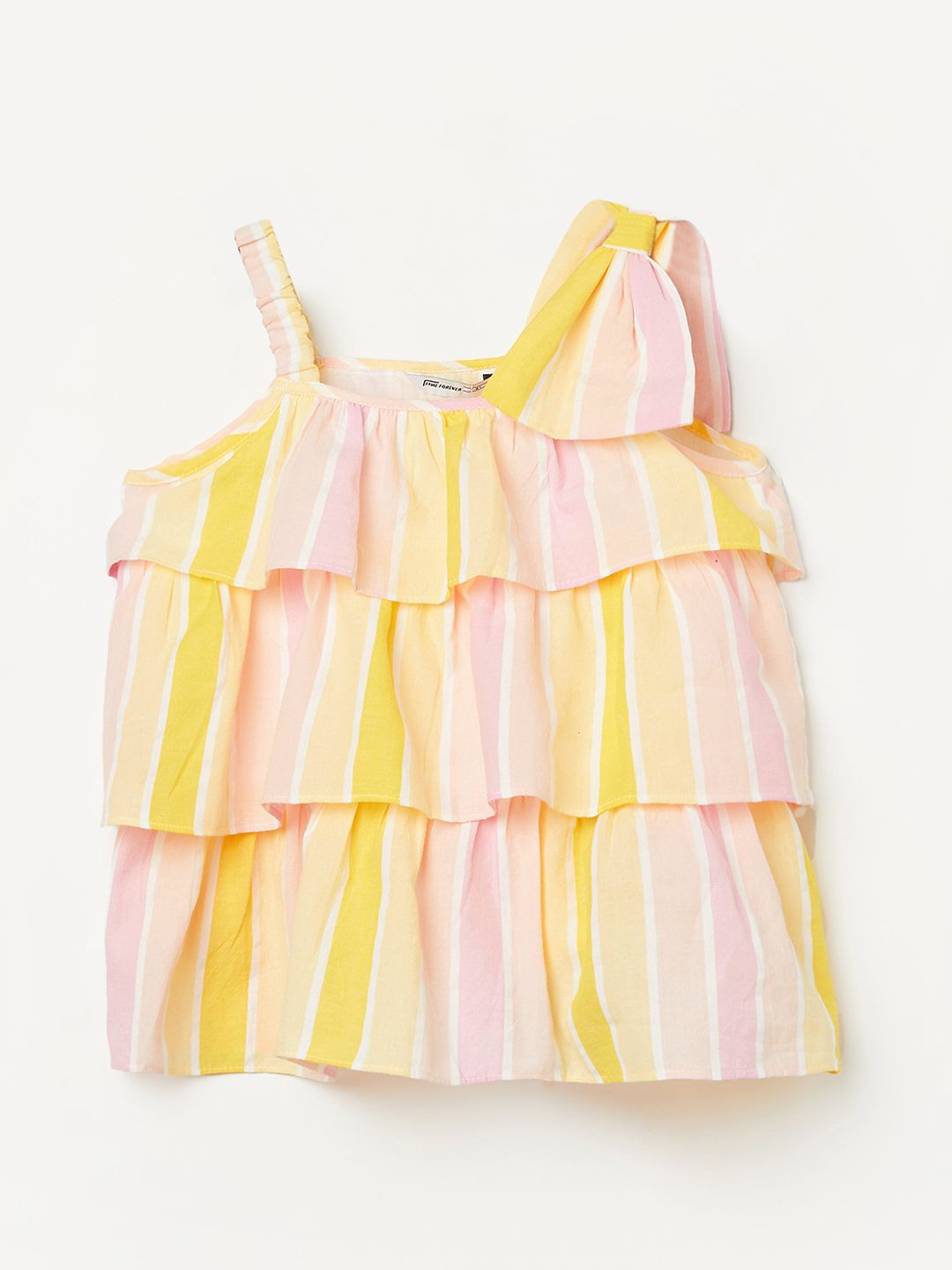 Fame Forever by Lifestyle Girls Striped Ruffles Cotton Tiered Top