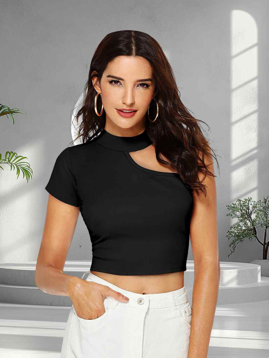 DressBerry summer collection Women One Shoulder Tank Crop Top
