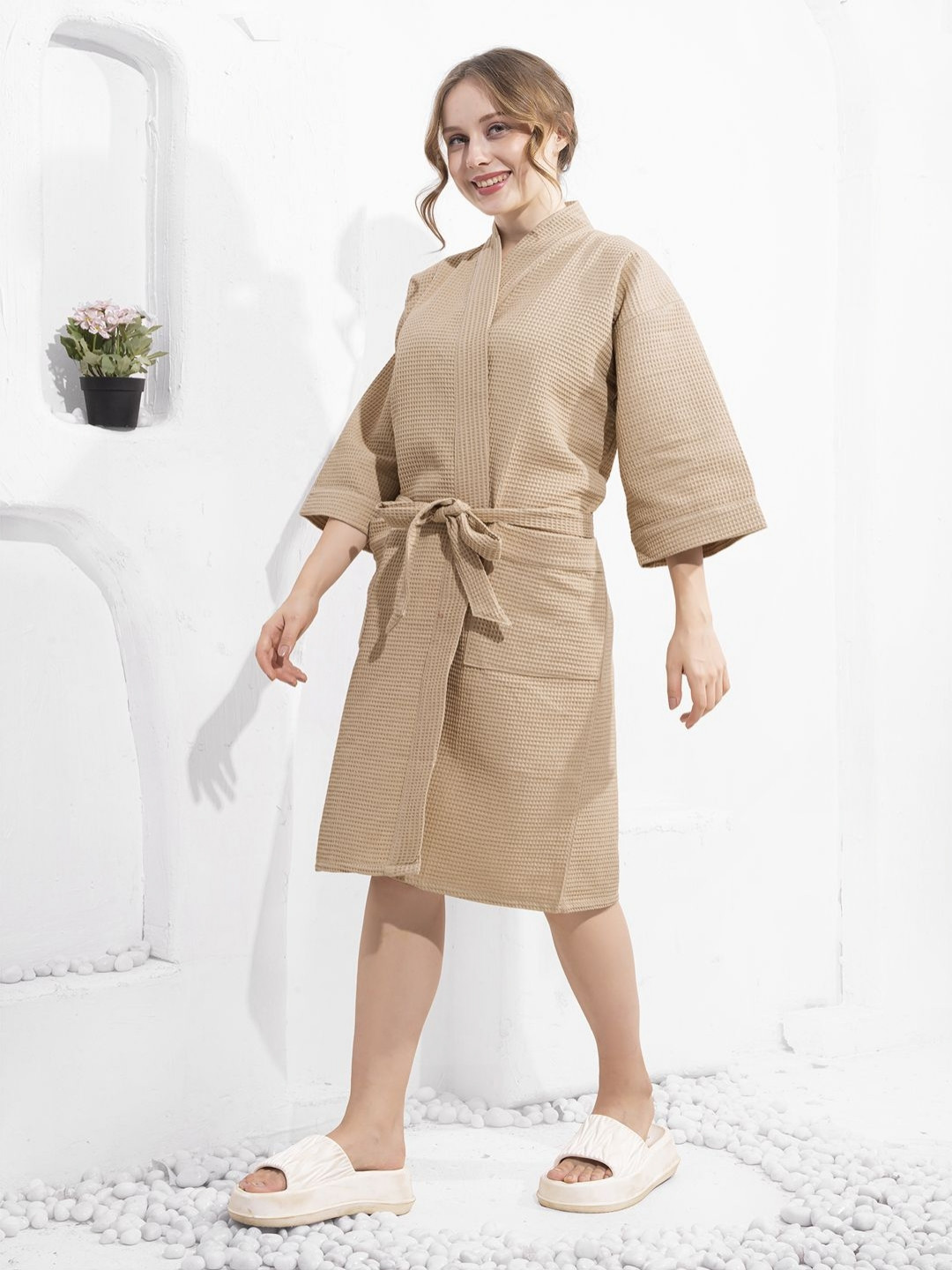 LacyLook Waffled Pure Cotton Bath Robe
