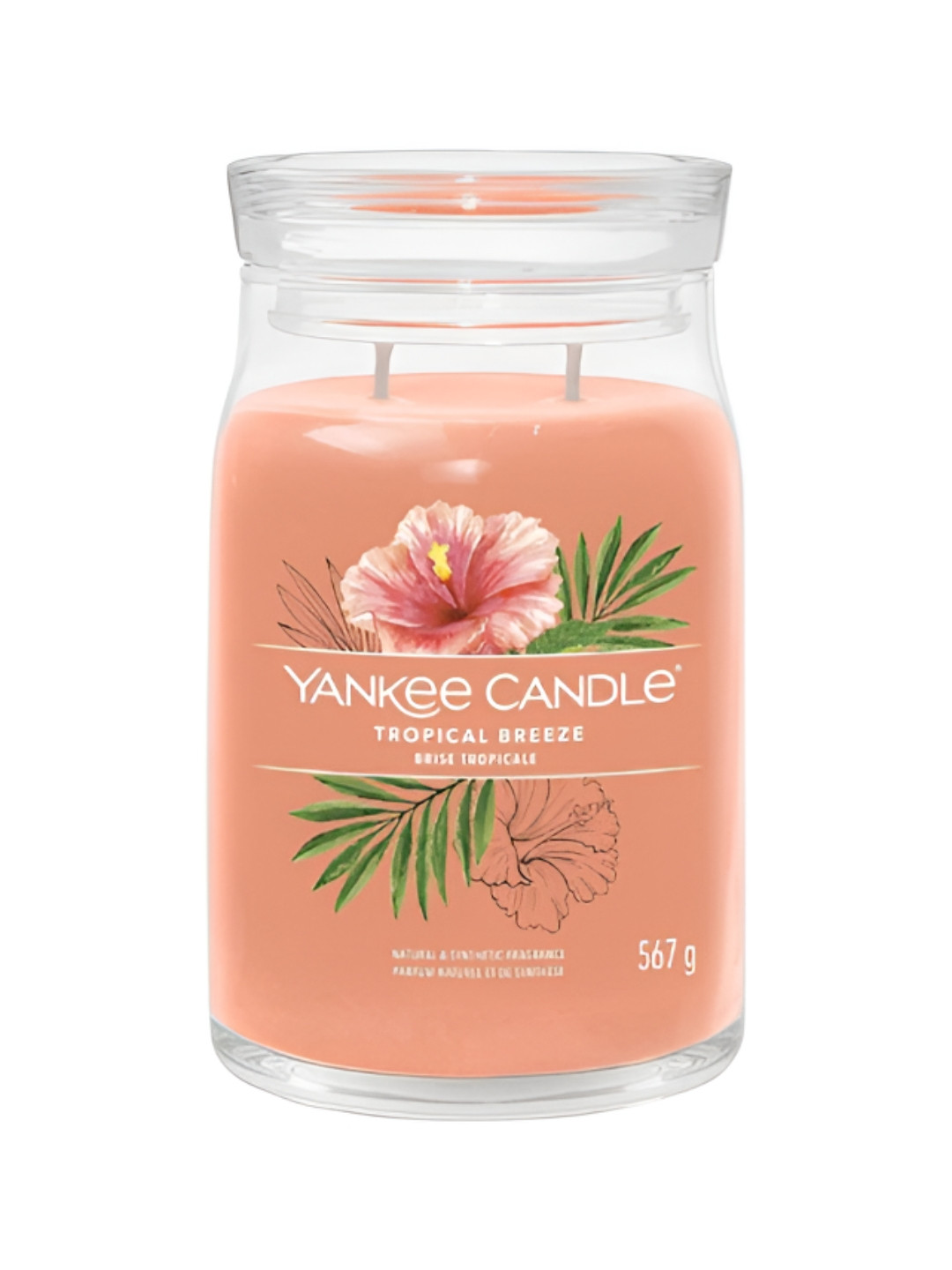 YANKEE CANDLE Spiced Scented 2 Wick Tropical Breeze Solid Geometric Regular Jar Candles