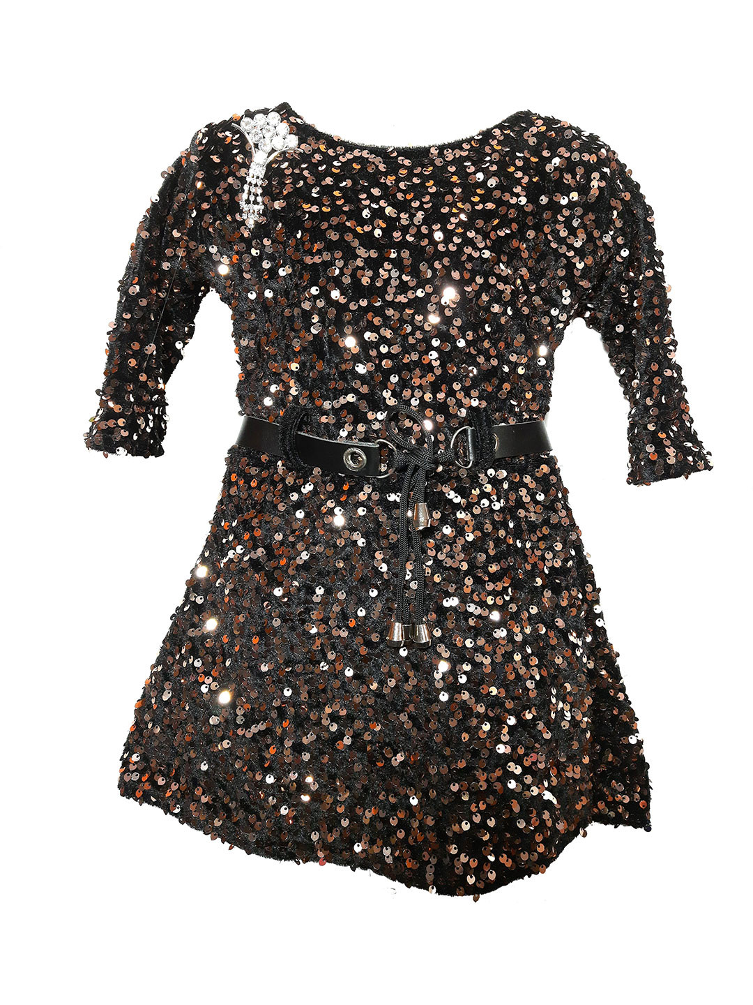 kids fashion hub Print Velvet Fit & Flare Dress