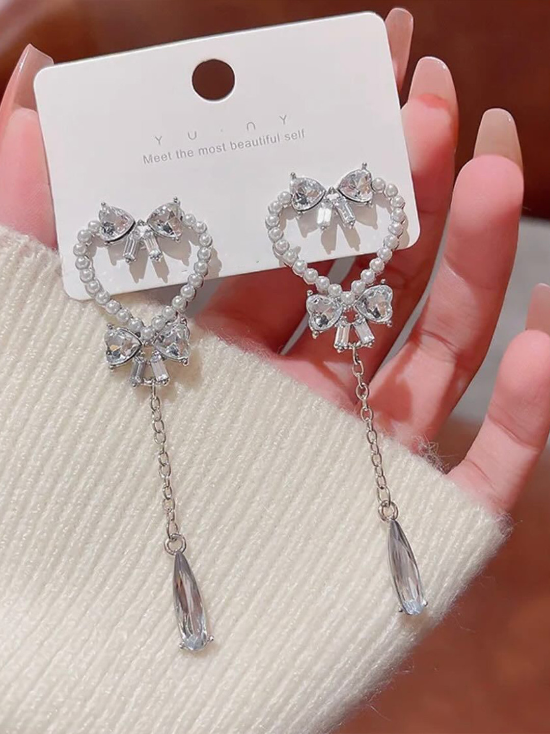 SZN Heart Shaped Drop Pearl Earrings