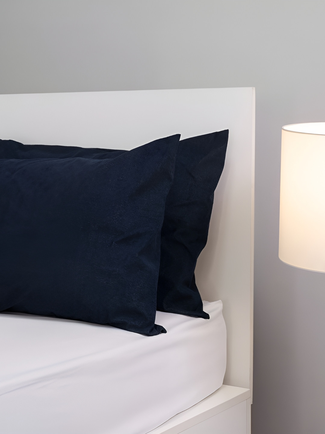 wakefit 2-Pcs Navy Blue Cotton Breathable Pillow Protector With Zip