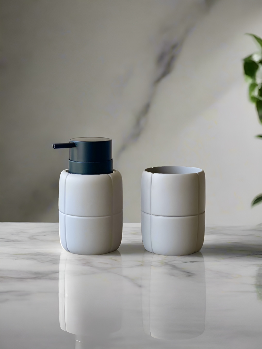 Mason Home Taupe & Black 2 Pieces Textured Polyresin Soap Dispensers