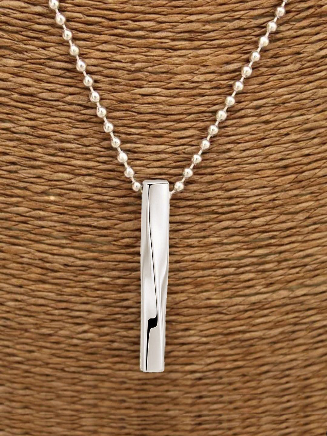 Vivity Silver-Plated Twisted Bar Pendant With Chain
