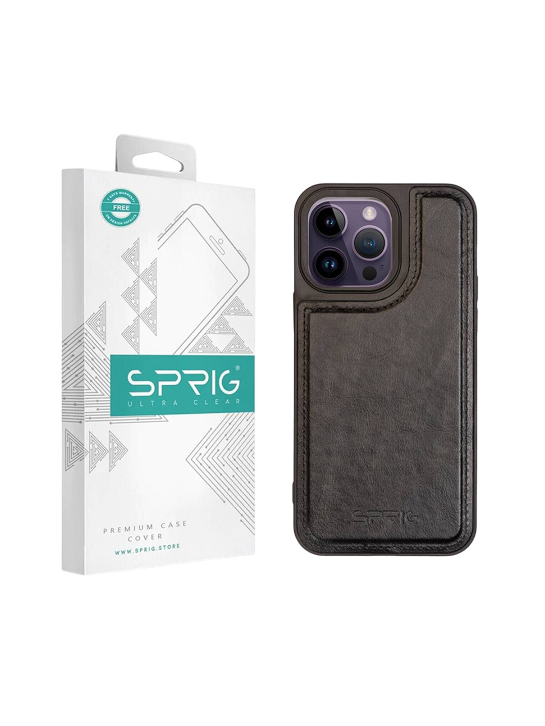SPRIG iPhone 14 Pro Max Glossy PU Leather Back Cover