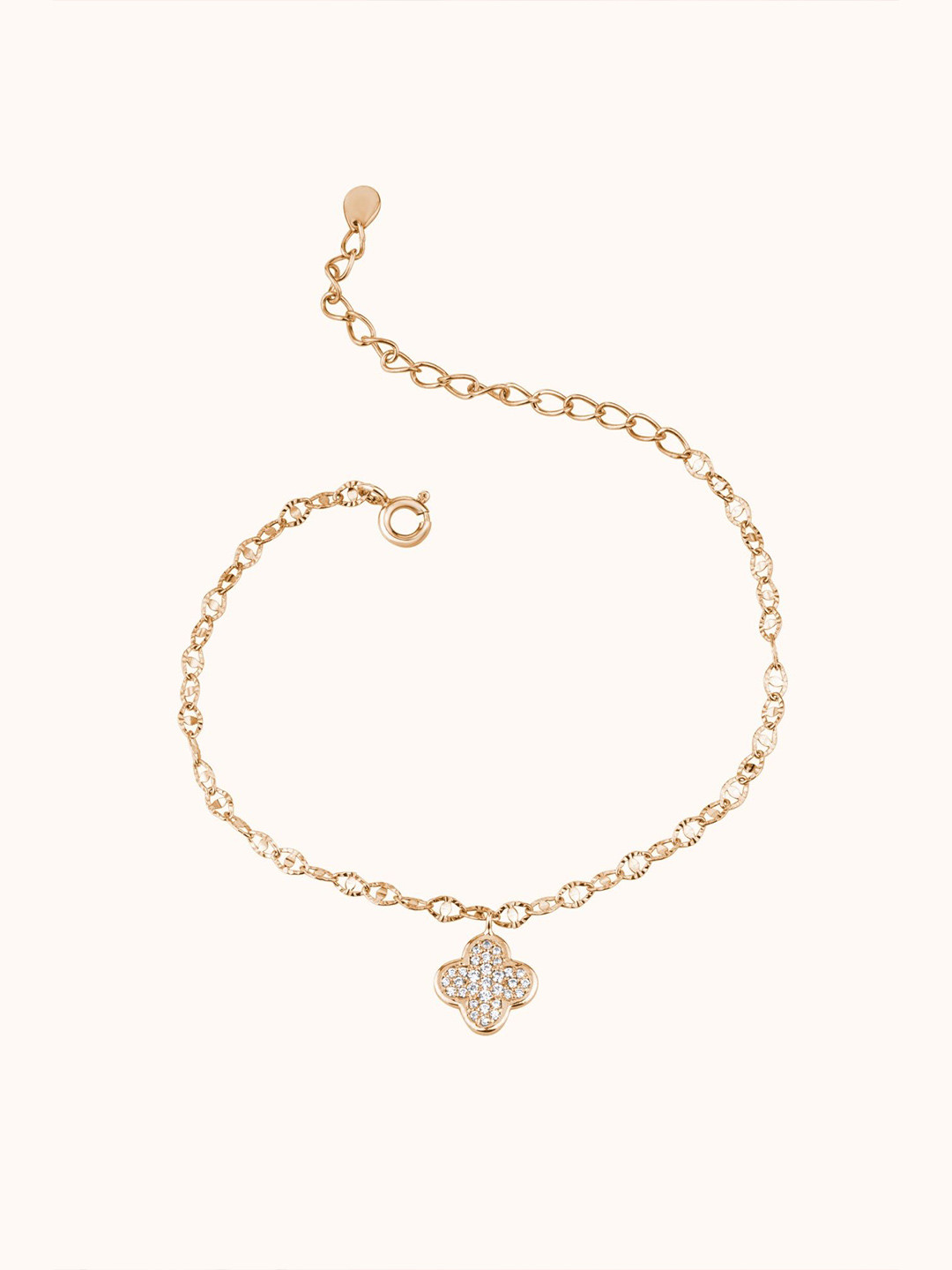 KYMEE 18K Gold Vermeil Cubic Zirconia Antique  Charm Bracelet