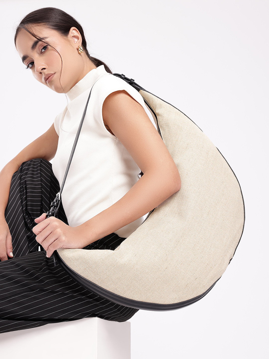 MANGO Oversized Half Moon Shoulder Bag