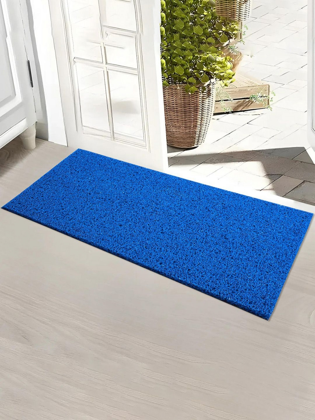 Myntra Elegant Homes Blue Water-Absorbing Rectangular Large Doormat