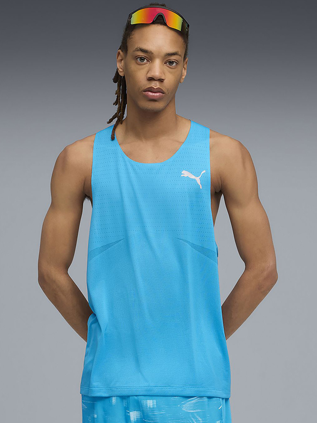Puma Raceday Ultraspun Men Brand Logo Printed Running Singlet
