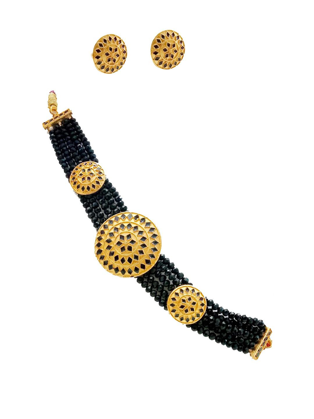 Balaji Gold Plated Circular Pendant Choker Earrings