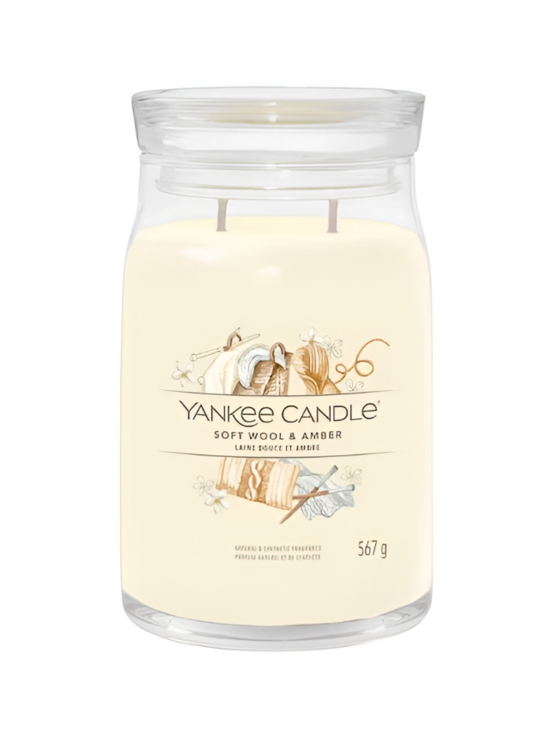 YANKEE CANDLE Amber Scented 2 Wick Soft Wool & Amber Solid Geometric Regular Jar Candles