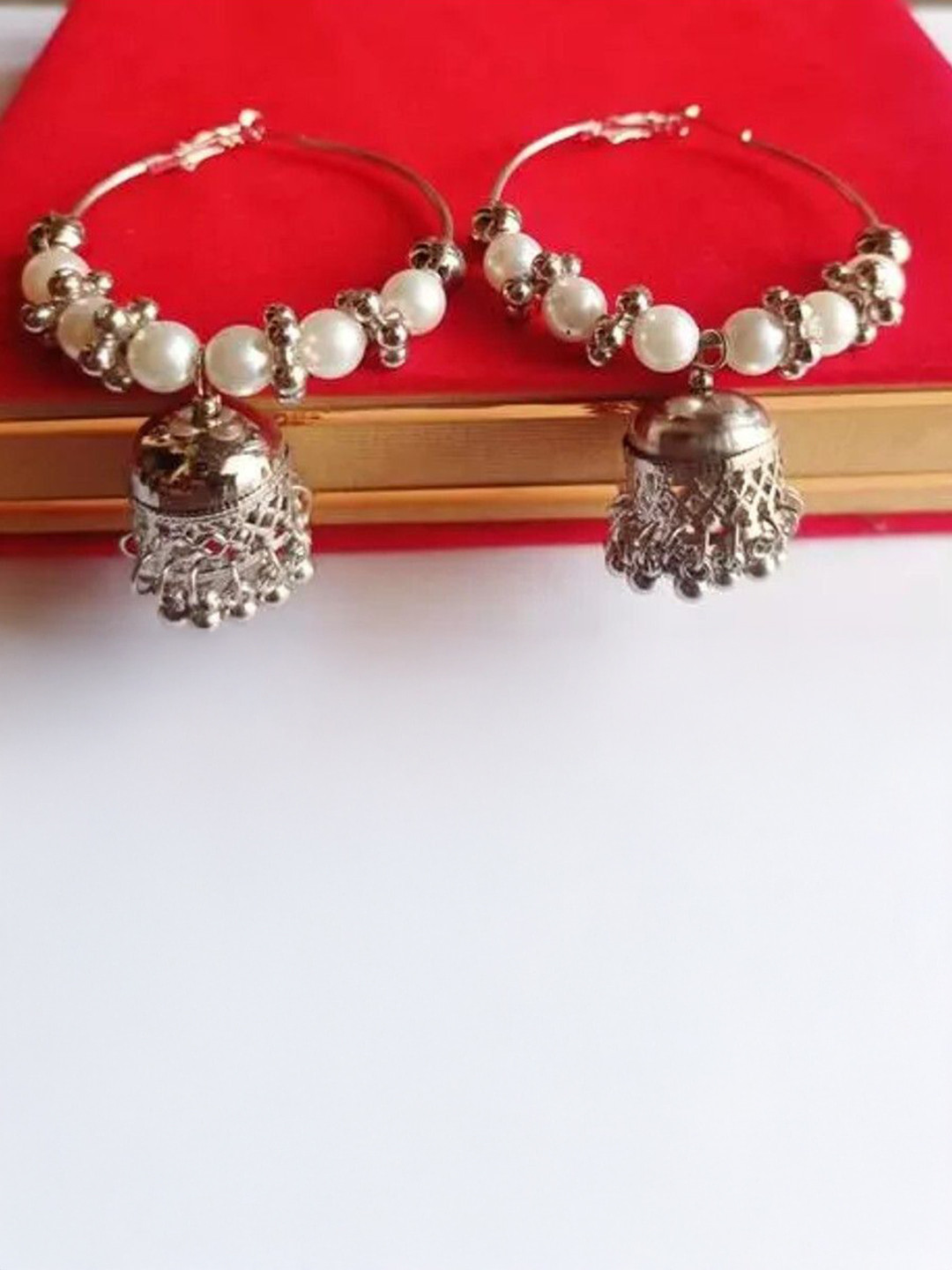 ZURIKRISHA Set Of 2 Pearls & Beads Beaded Dome Shaped Jhumkas