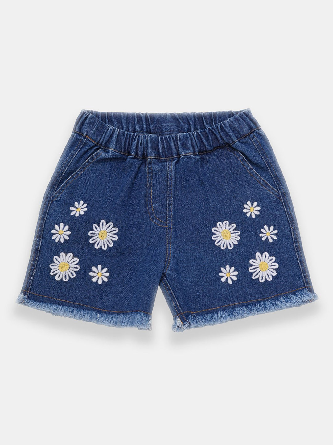 Creative Kids Girls Regular Fit Embroidered Denim Shorts
