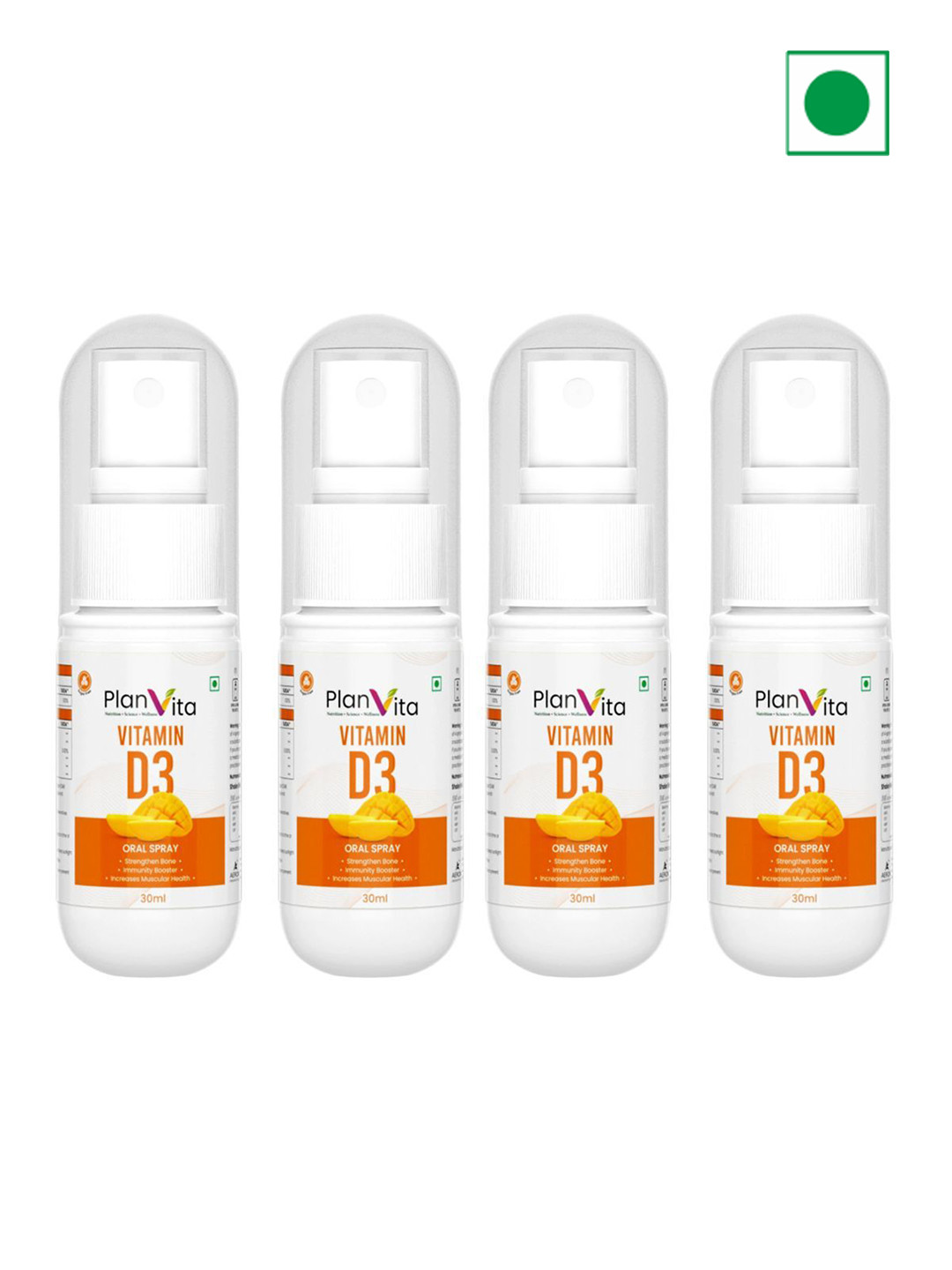 PlanVita Set Of 4 Vitamin D3 Oral Spray - 30 ml Each