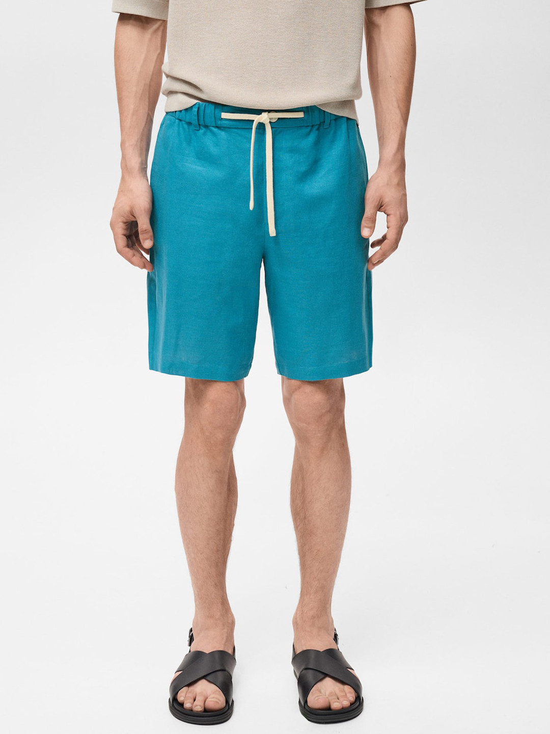MANGO MAN Cotton Linen Bermuda Shorts