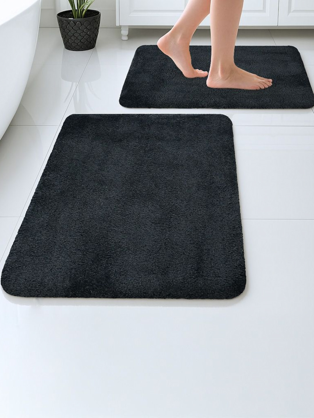 Pano 2Pcs Grey 1200 GSM Anti Skid Bathmats
