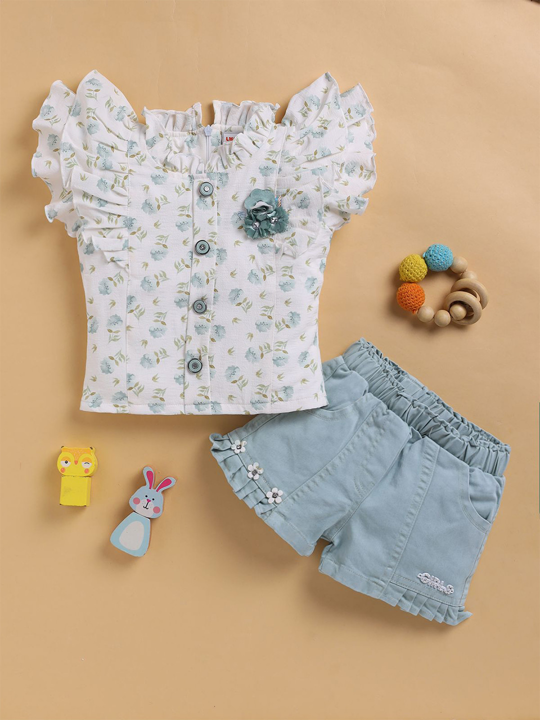 LACKii DOLL Girls Printed Top with Shorts