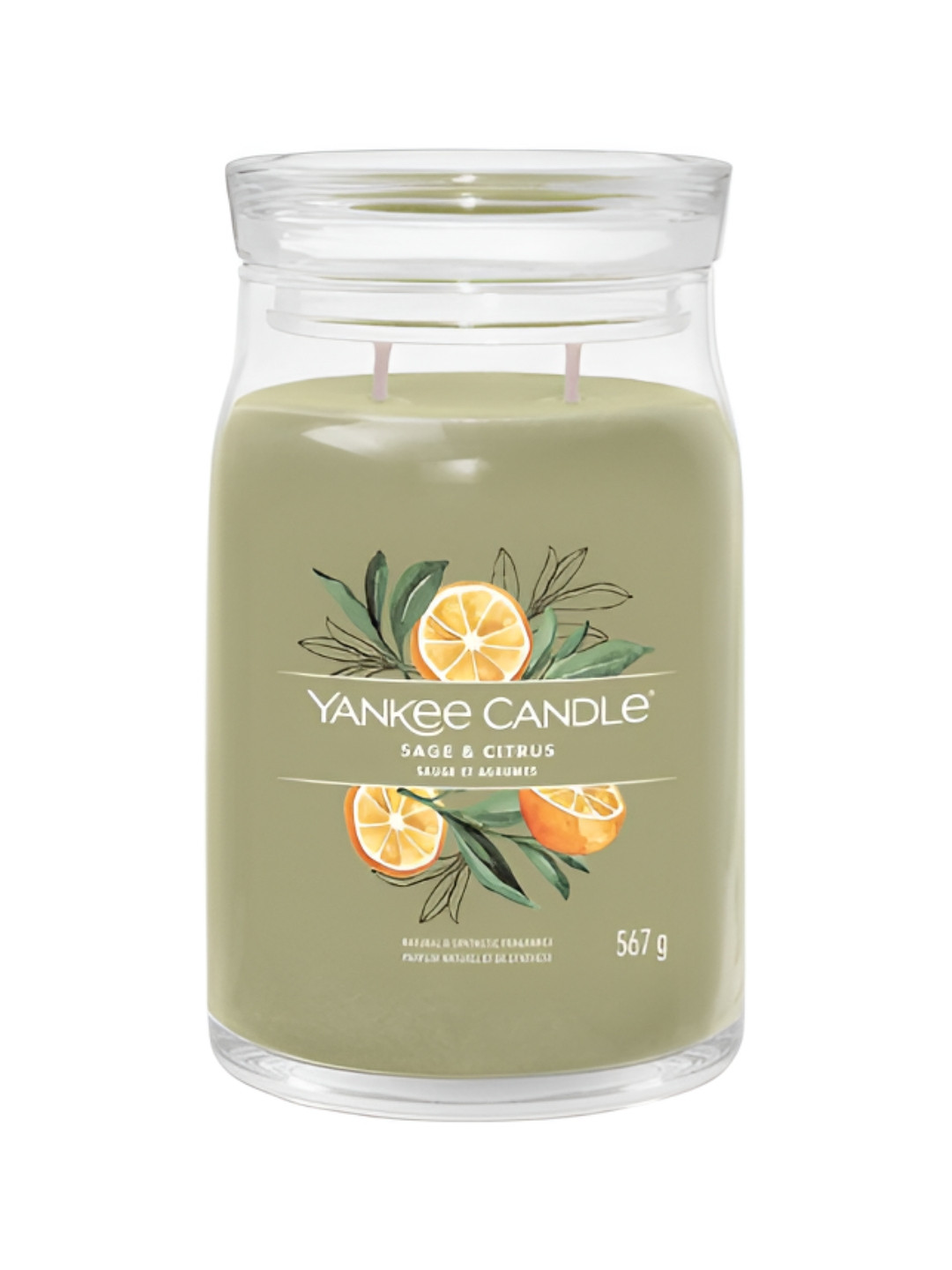 YANKEE CANDLE Scented 2 Wick Sage & Citrus Solid Geometric Regular Jar Candles