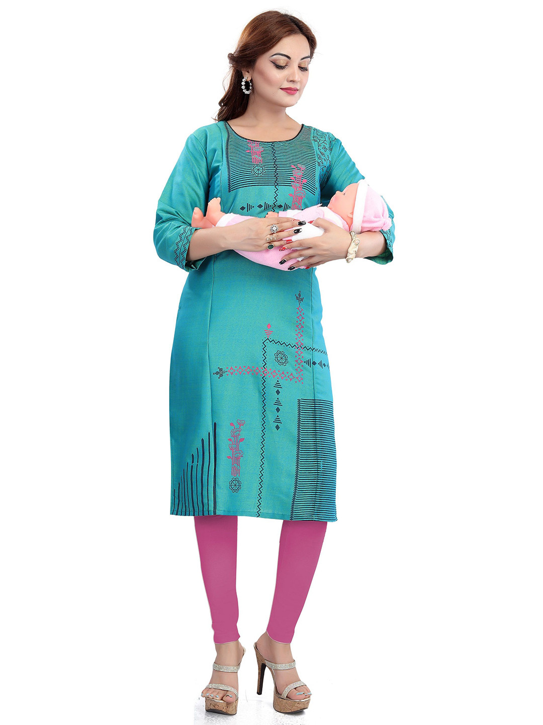 B2F Manufacturing & Designing Women Kurti Floral Print Maternity Kurtas