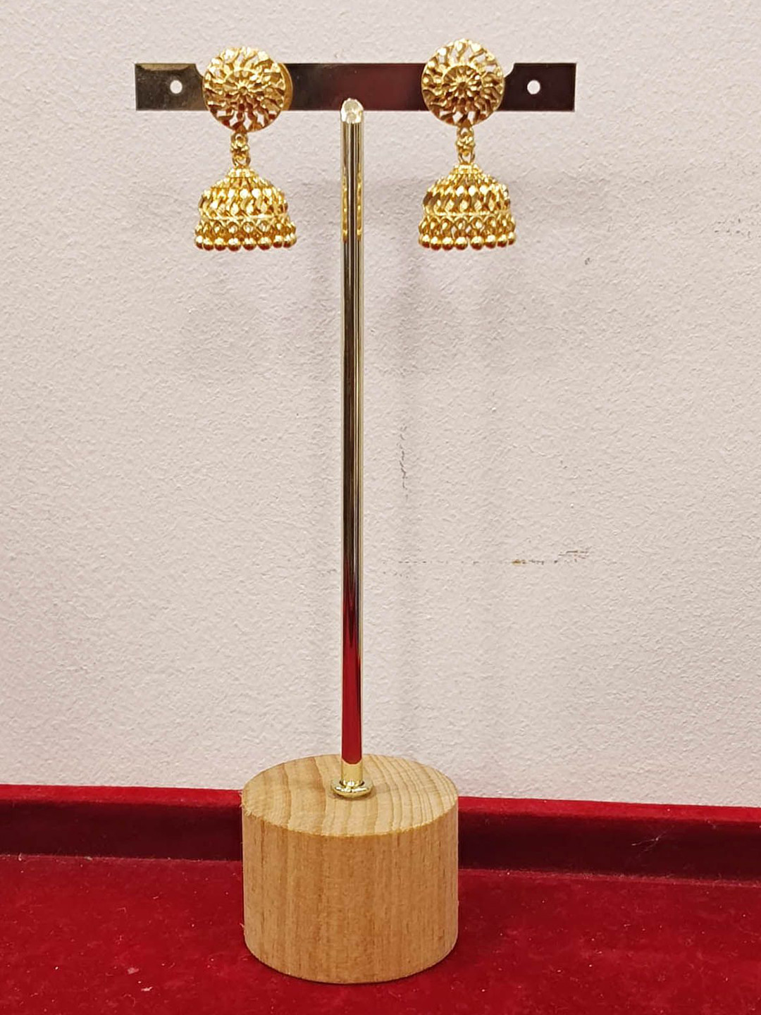 RICH AND FAMOUS Gold-Plated Artificial Beads Beaded Dome Shaped Jhumkas