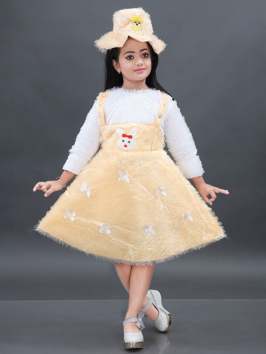 kids fashion hub Floral Velvet Pinafore Dress