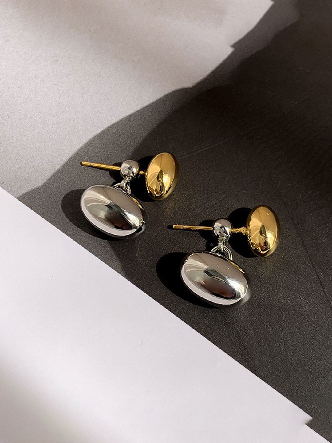 Aurum & You Gold-Plated Dual Toned Contemporary Studs