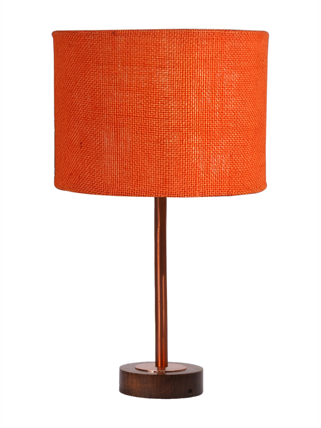Aura Orange Colored & Copper Toned Metal Cylindrical Shaped Table Lamp