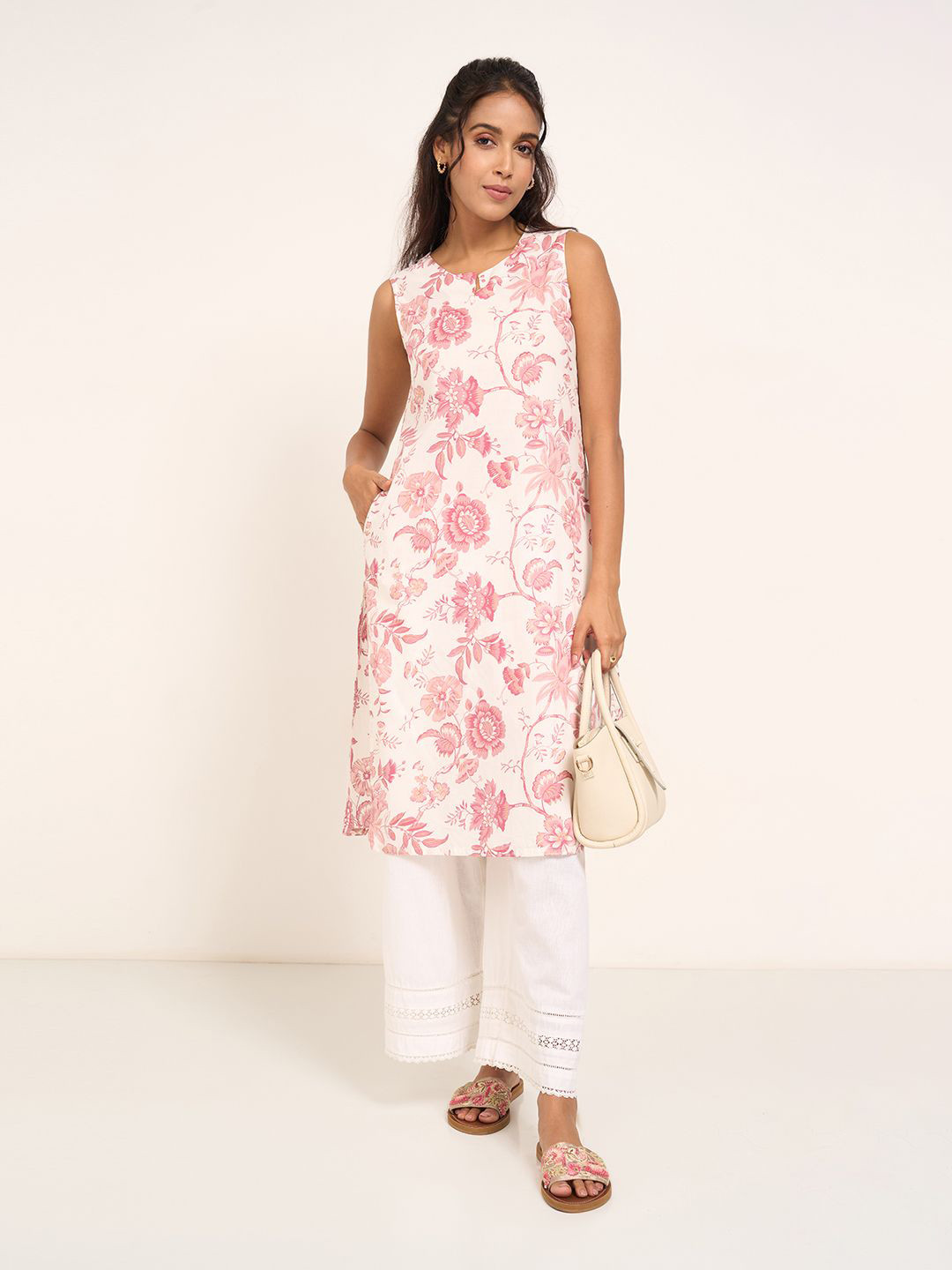 RANGMANCH BY PANTALOONS Women Floral Printed Daily Cotton A-Line Kurta