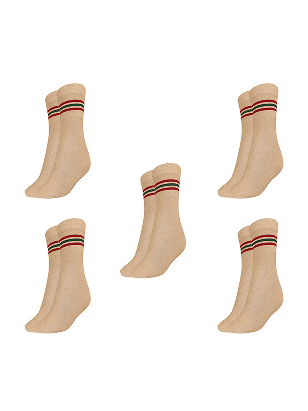 MUKHAKSH Boys Pack Of 5 Striped DAV Calf Length Socks