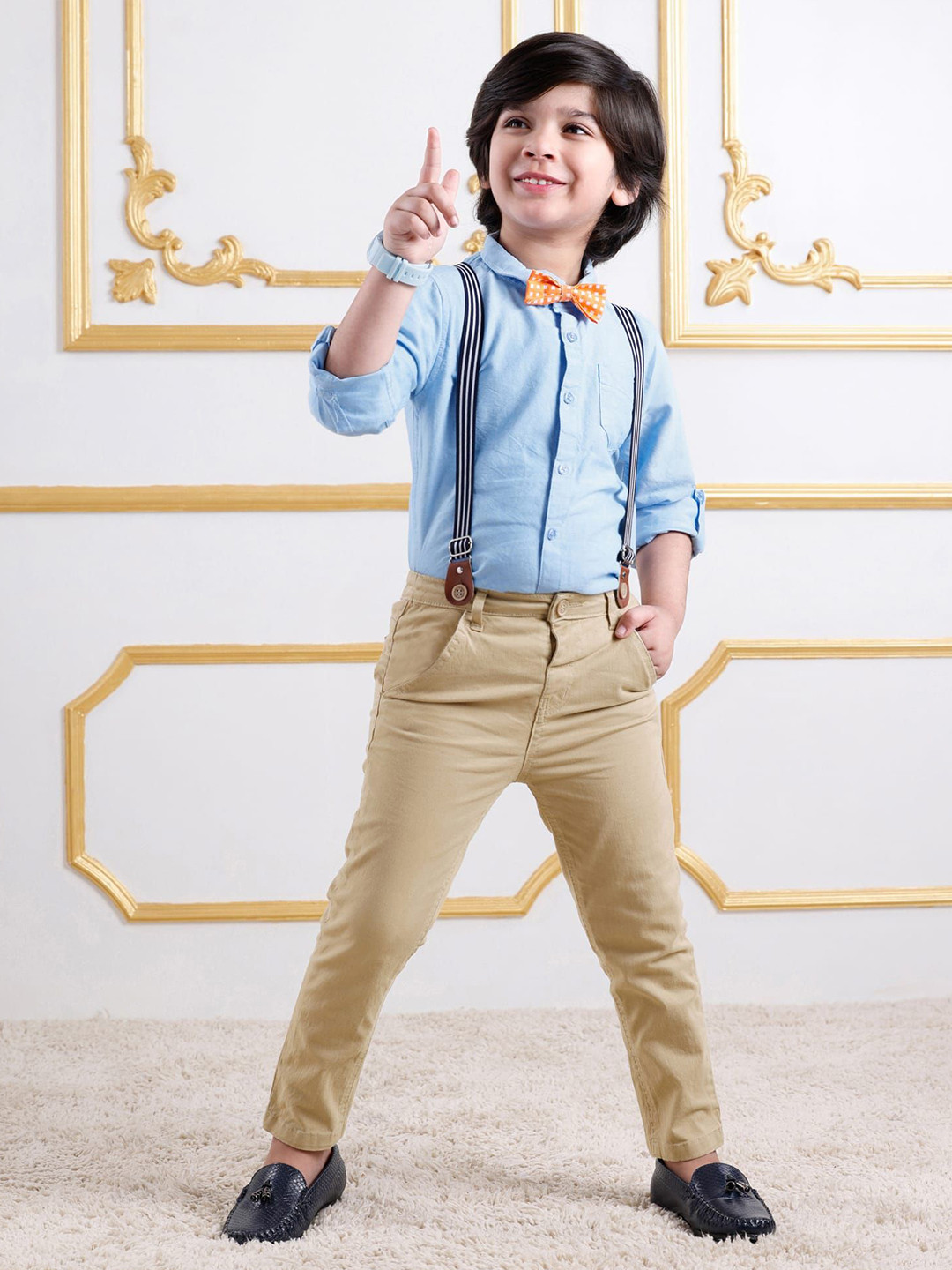 Mark & Mia Boys Long Sleeves Shirt With Trousers & Suspender