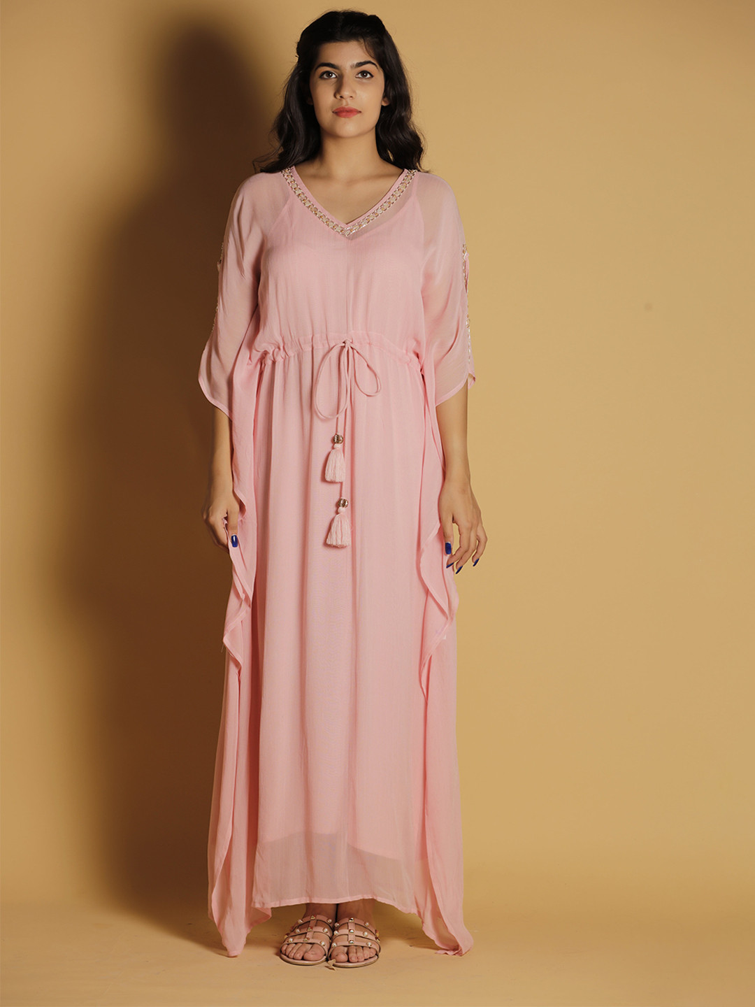 INAAYA JAIPUR Women Slit Sleeves Maternity Kaftan Maxi Dress