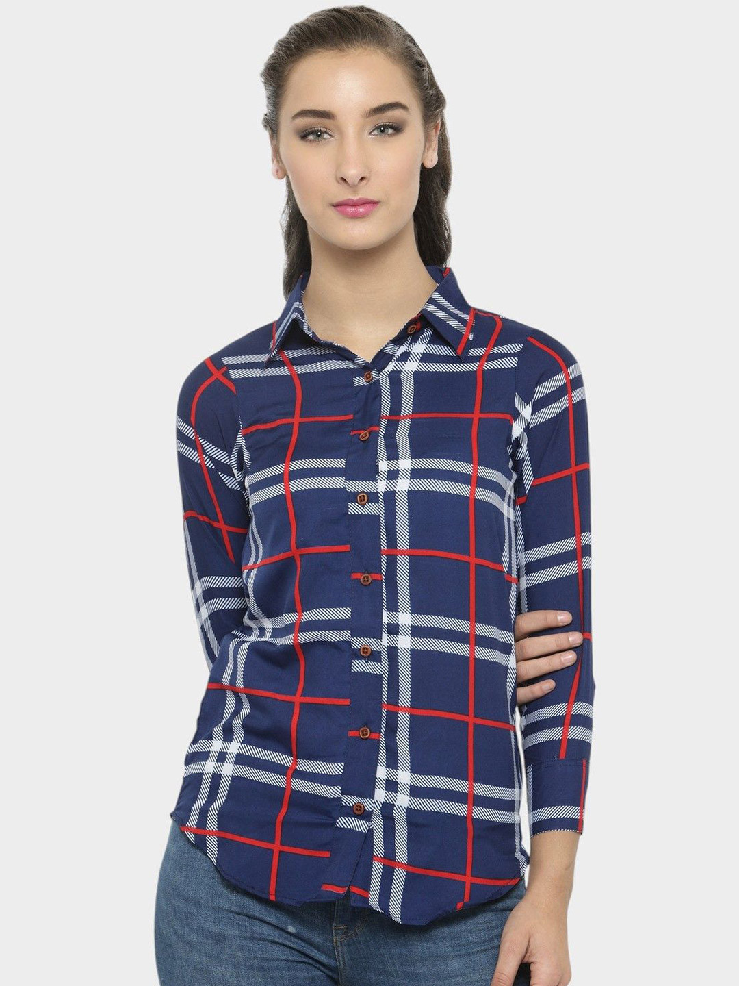 CORSICA  Women's Classic Tartan Checks Checked Casual Shirt
