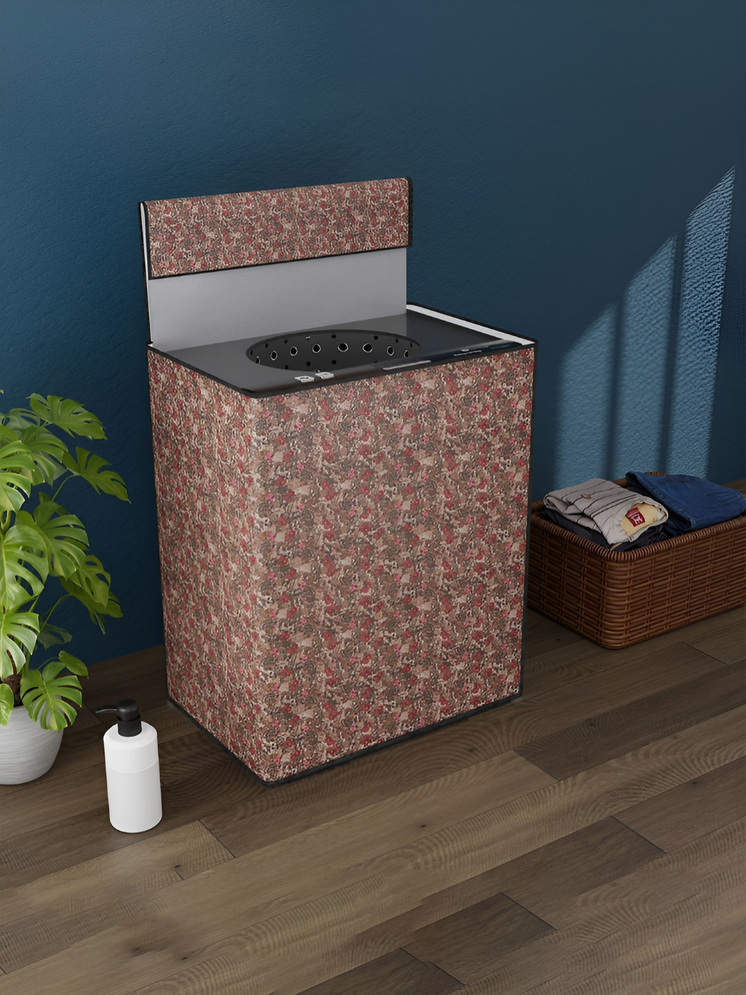 Myntra Elegant Homes Brown & Red Printed Front Loaded Washing Machine Cover