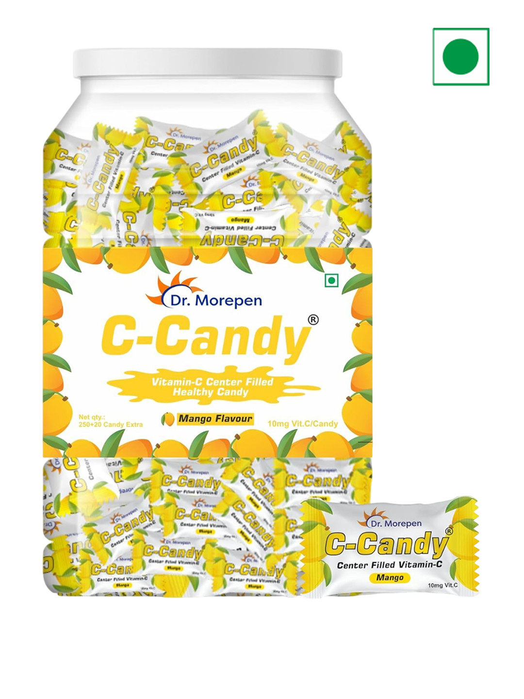 Dr. Morepen Vitamin C-Candy 10mg Vit.c Gummies - 250 Gummies - Mango Flavor