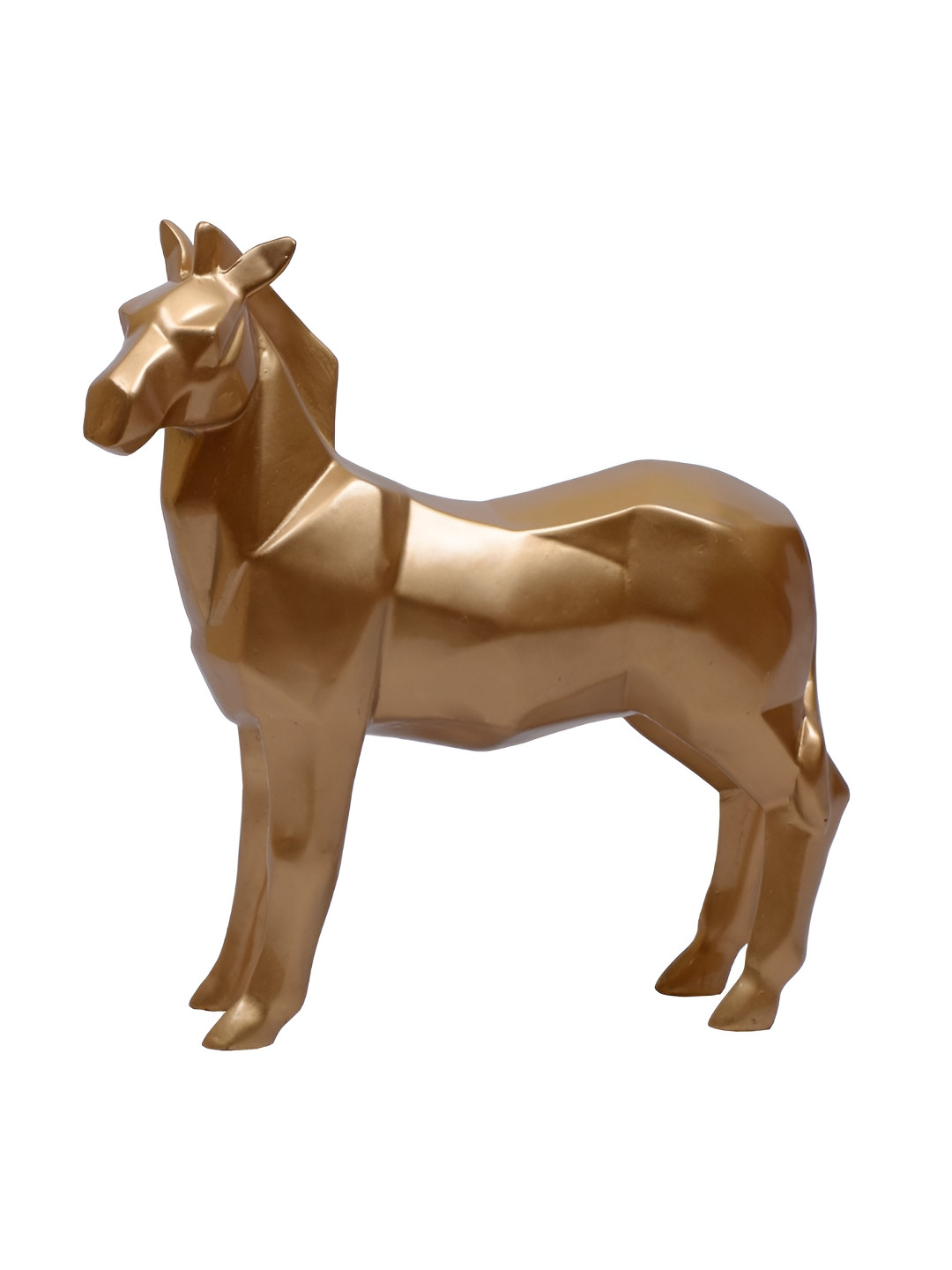 Ashnam Gold-Toned Geometrical Animal Figurine Modern Decorative Horse Figurine Showpiece