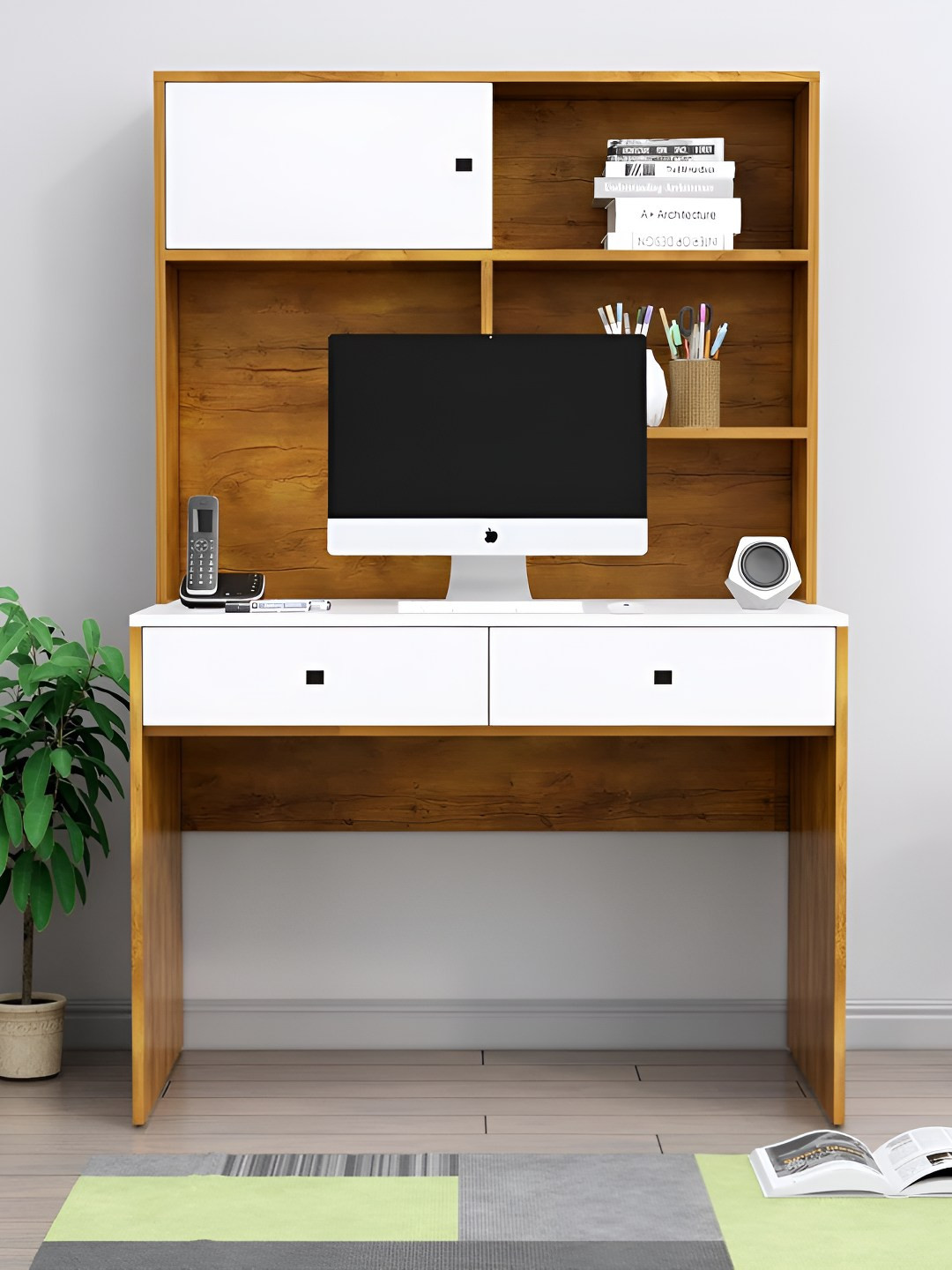 HEXA RED Brown Engineered Wood Study Table For Work From Home Students & Computer Table