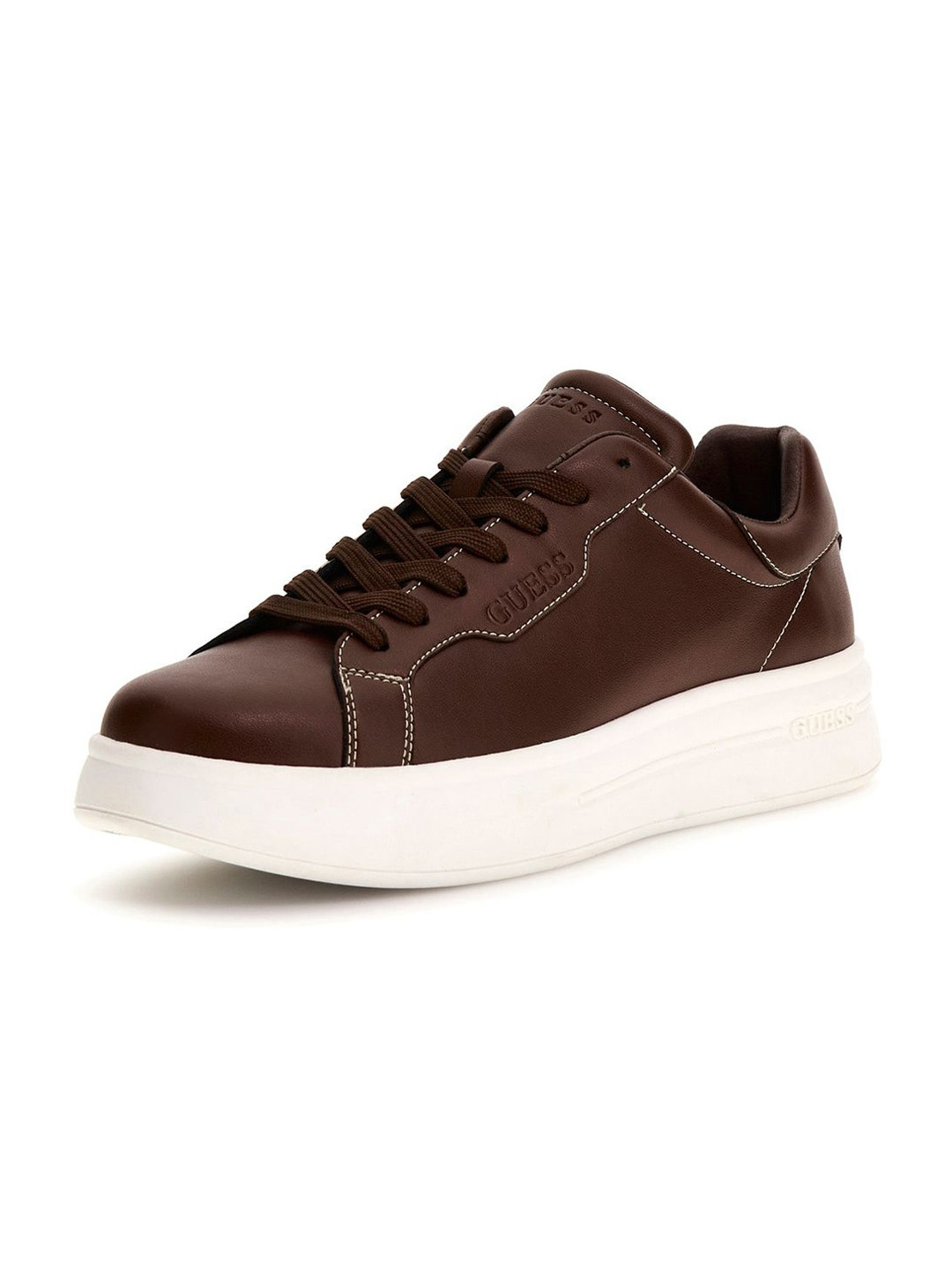 GUESS Men Round Toe Lace-Ups Leather Sneakers