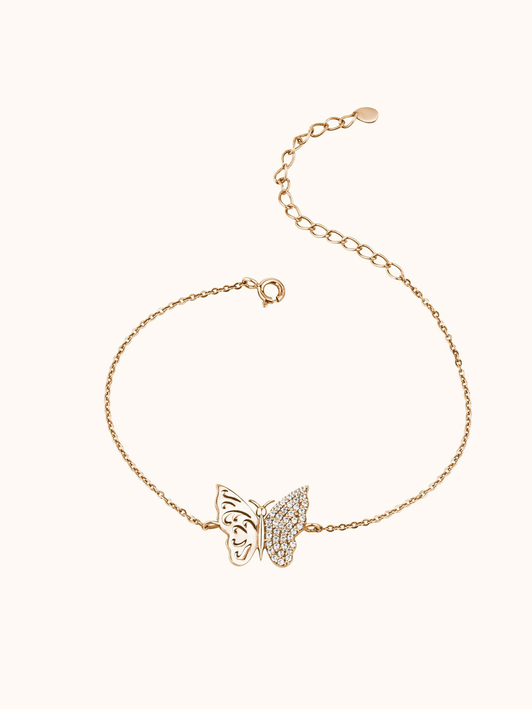 KYMEE 18K Gold Vermeil Cubic Zirconia Antique  Charm Bracelet